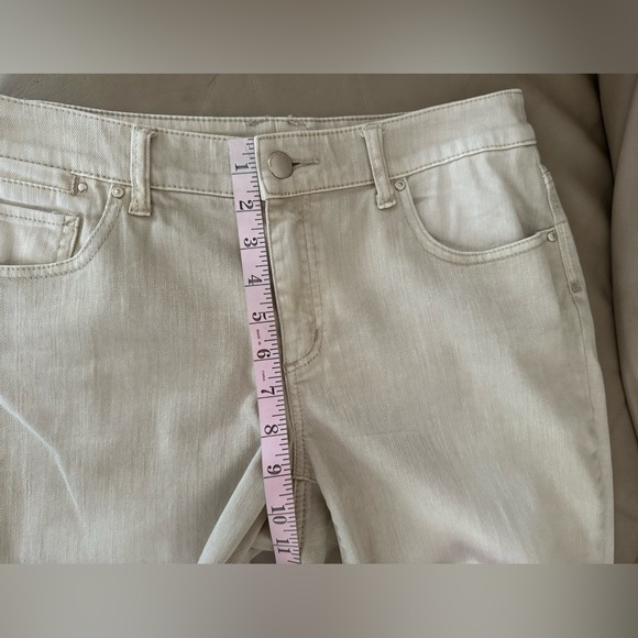 EUC CHICO’S Platinum Denim Boyfriend Jeans Tan - Picture 6 of 17